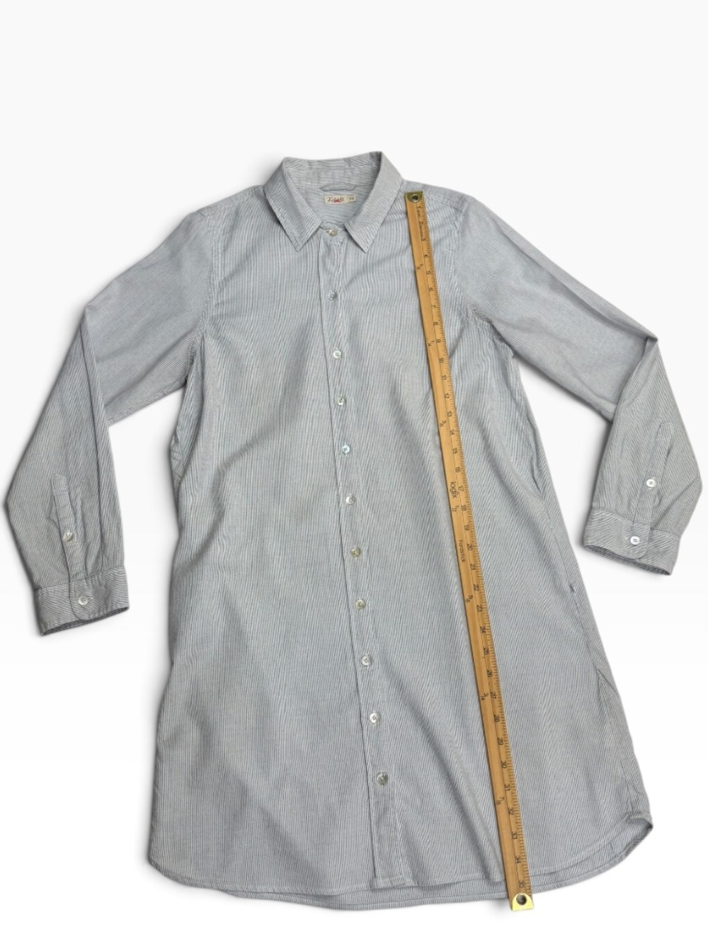 Faherty Pinstripe Shirt Dress Womens M Blue White Cotton Lyocell Button Front - Picture 10 of 10